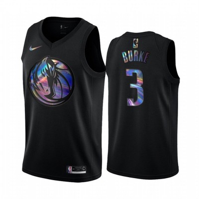 Nike Dallas Mavericks #3 Trey Burke Men's Iridescent Holographic Collection NBA Jersey - Black Men's